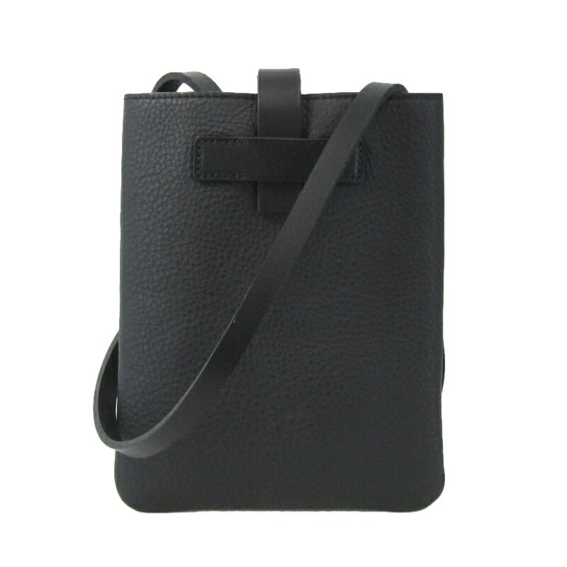 【中古】未使用 Flathority フラソリティ デュアルミニショルダーバッグ コインブラ レザー Dual mini shoulder Bag ブラック/ブルー FD-102 内装ピッグスエード バッグ 鞄 61004987