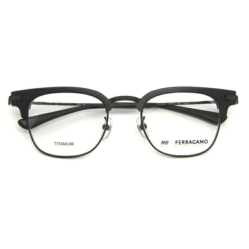 樂天商城 - 【中古】未使用 999.9 × FERRAGAMO フォーナインズ フェラガモ メガネフレーム SF9022 日本製 ブロウ ウェリントン 002 マットブラックガンチーニ サーモントブロー メタル メガネ 眼鏡 サングラス 65010062