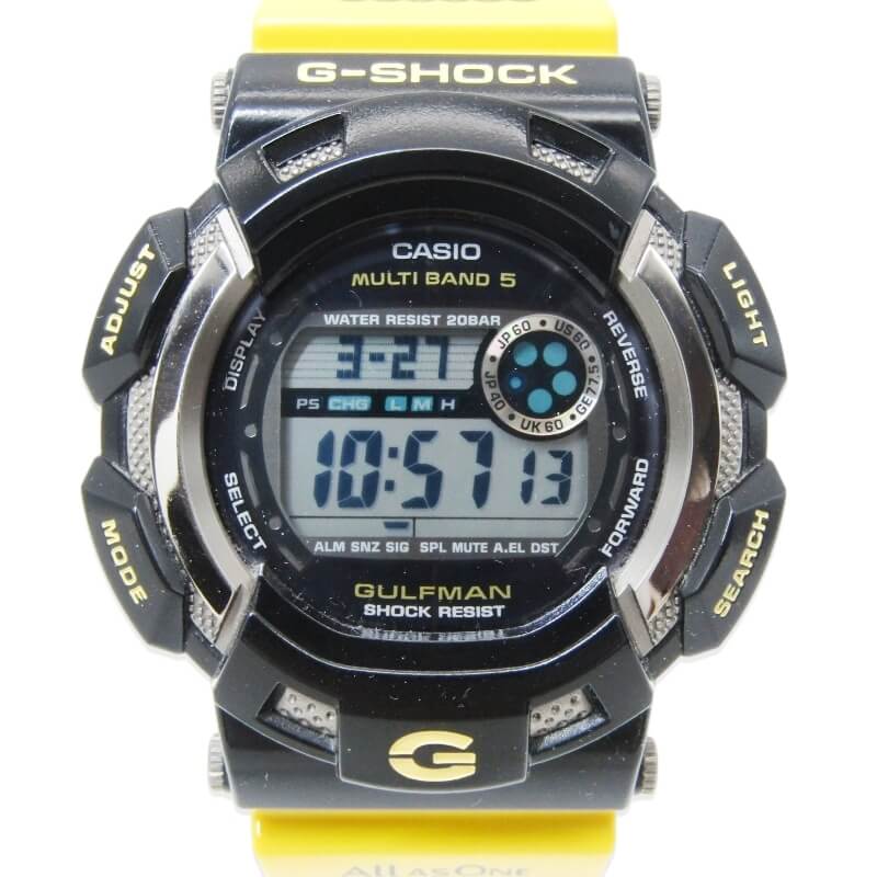 【中古】CASIO G-SHOCK Gショック GW-9102K-1JR ガルフマン イルクジ 2009年 イルカクジラ 電波ソーラー GULFMAN デジタル イエロー カシオ 腕時計 28012250