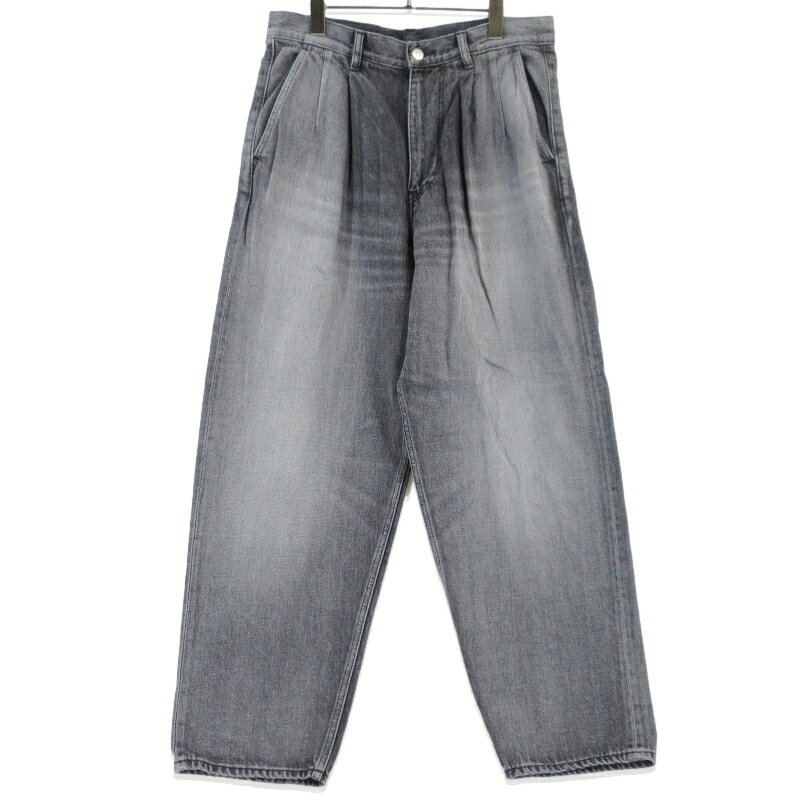 樂天商城 - 【中古】未使用 Graphpaper グラフペーパー Selvage Denim Two Tuck Tapered Pants GU261-40060LB BLACK LIGHT FADE 2 セルビッジデニム2タックテーパードパンツ フェード加工 Cone Denim社 ジップフライ メンズ 99000632
