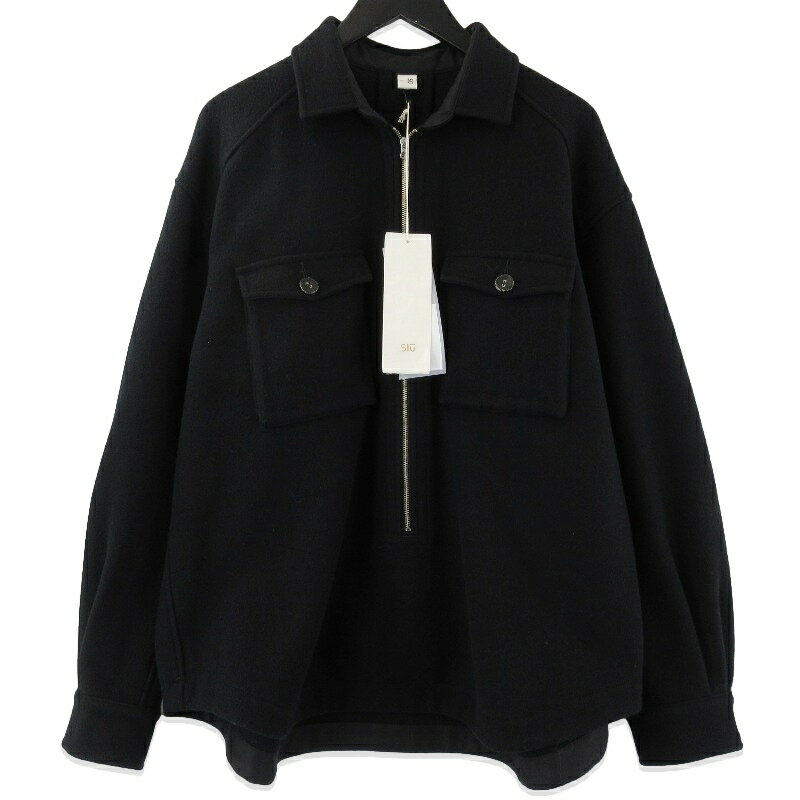 Rakuten - 【中古】未使用 satou サトウ Half zip melton shirt BL25002 メルトン ハーフジップ ジャケット ウール 日本製 ブラック 黒 1メンズ 71015355