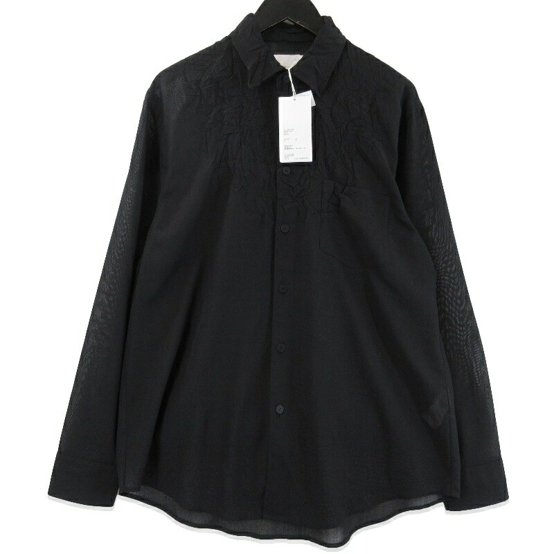 Rakuten - 【中古】未使用 i'm here アイムヒアー アンフォルムシャツ i'm53:FJ020 長袖シャツ キャッチワッシャープリーツ加工 ブラック 黒 MUNFORM SHIRTSメンズ 71015370