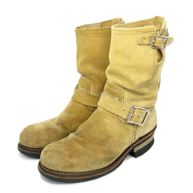 樂天商城 - 【中古】REDWING レッドウィング US6.5D 24.5cm エンジニアブーツ 8268 PT99 2006年製 スチールトゥ ホーソーン アビレーン ラフアウト ベージュ スエード プルオンブーツ ワークブーツ ENGINEER BOOT ブーツ 35005427