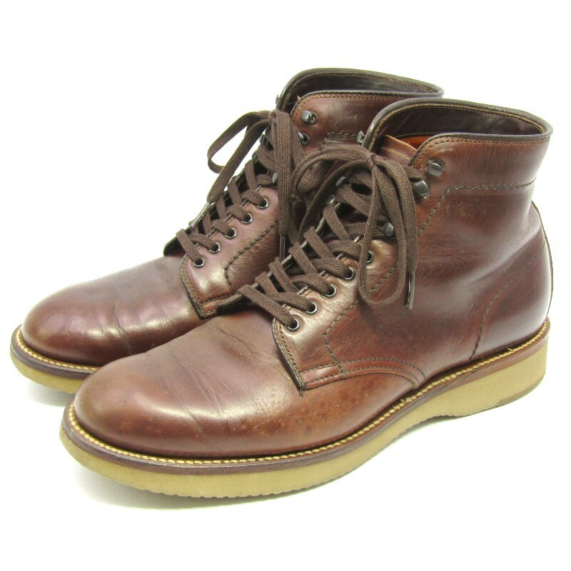 【中古】Alden オールデン US7.5D 25.5cm サービスブーツ 45960H クロムエクセル 379X ミリタリーラスト 6インチ プレーントゥ ブラウン スーパーライトクッションソール レースアップブーツ ブーツ 35005438