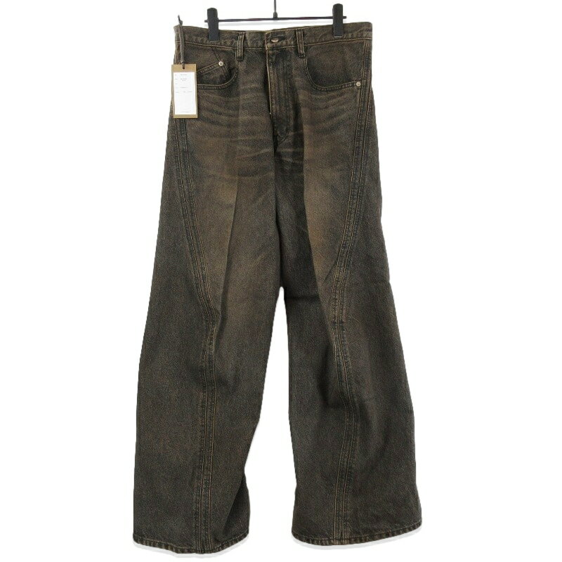 樂天商城 - 【中古】未使用 NVRFRGT ネヴァーフォーゲット 3D TWISTED WIDE LEG JEANS NF251P14A ワイド デニムパンツ フェード MUD FADED BLACK 3メンズ 71015400