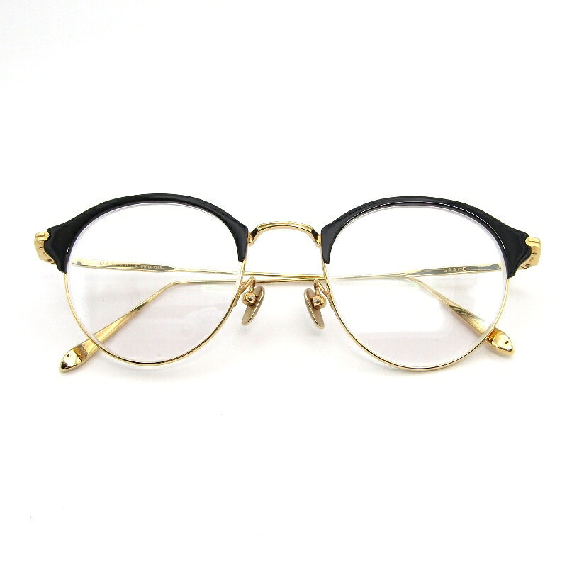樂天商城 - 【中古】美品 MASUNAGA since 1905 マスナガ 増永眼鏡 メガネフレーム GRACE 度入り 日本製 グレイス ボストン インナーリム #49 BK/GP メガネ 眼鏡 サングラス 54000712