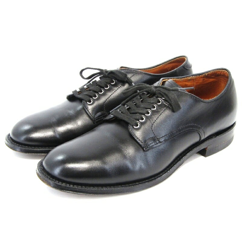 樂天商城 - 【中古】Alden オールデン US9D 27cm プレーントゥ N6437 カーフ 379X ミリタリーラスト ニッケルアイレット 外羽根 ブラック 黒 ダービーシューズ オイルドレザーソール 6アイレット シューズ 35005445