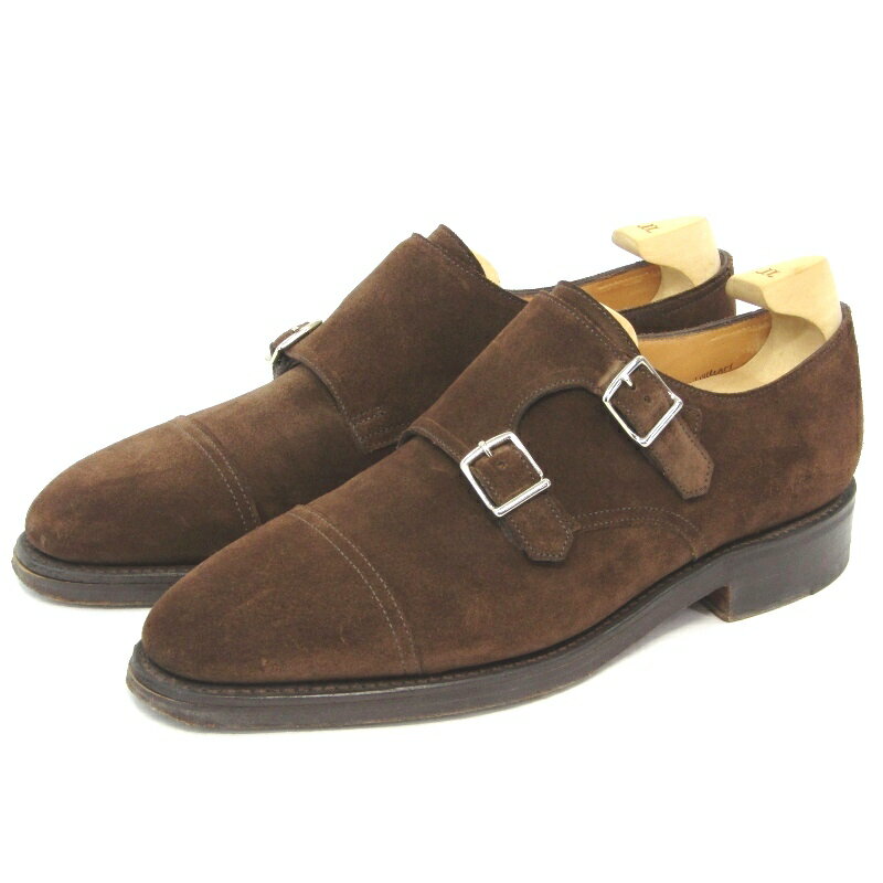 樂天商城 - 【中古】JOHN LOBB ジョンロブ UK6D ダブルモンク WILLIAM スエード ウィリアム レザーソール ドレスシューズ 英国製 ダークブラウン 9795ラスト ビジネスシューズ シューズ 35005449