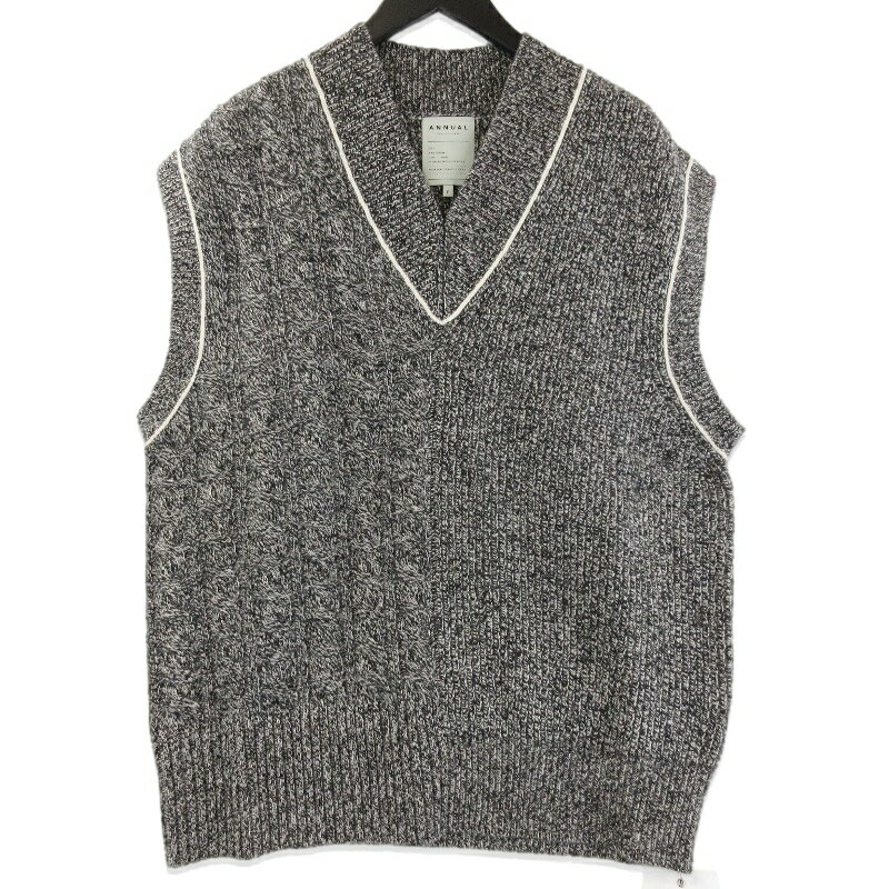 樂天商城 - 【中古】未使用 ANNUAL アニュアル CRICKET VEST A1305-318VT01 ニットベスト Vネック レディース Heather Black Freeレディース 71015483