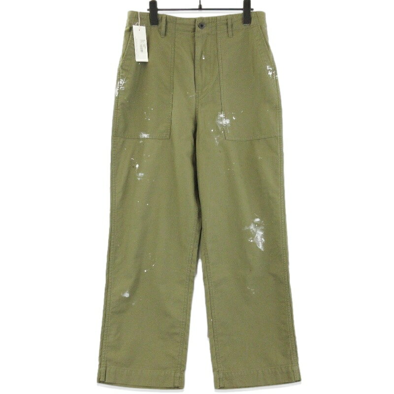 樂天商城 - 【中古】未使用 H.UNIT エイチユニット Back Satin Fatigue Pants H-PT104 ファーティーグパンツ ペイント加工 カーキ 1ストーンバイオ加工 メンズ 71015486