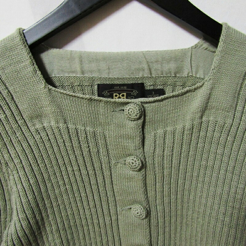 【中古】RRL ダブルアールエル 半袖 カーディガン ニット コットン レディース オリーブ 3レディース 27113364