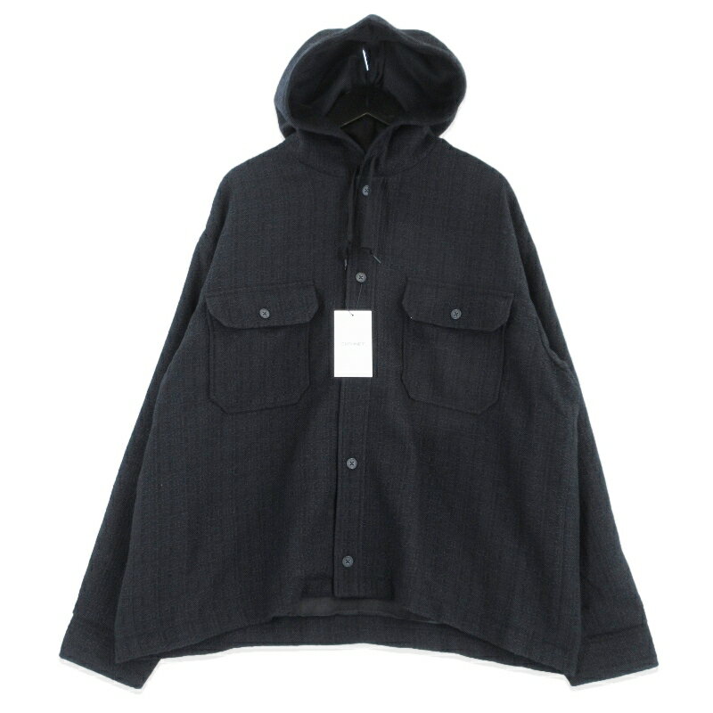 Rakuten - 【中古】未使用 SOPHNET. ソフネット FANCY TWEED HOODED SHIRT SPNT-260032 フーデッドシャツ シャツジャケット BLACK/NAVY 3 メンズ 99000804