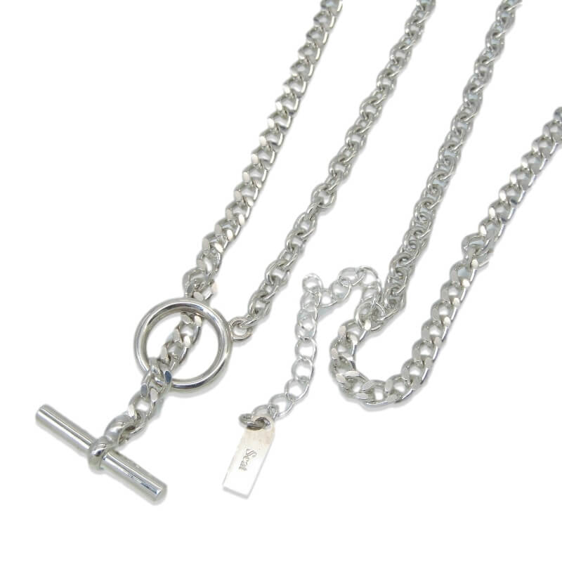 乐天商城 - 【中古】未使用 Scat スキャット ネックレス Chain lariat necklace チェーン ラリエット Sサイズ 55cm キヘイ アズキ Tバー SV925 シルバー 28012396
