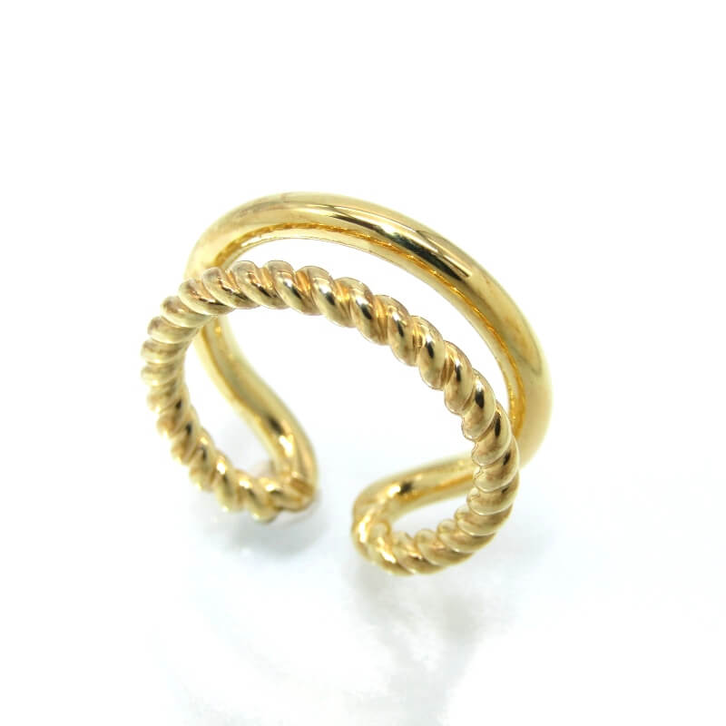 乐天商城 - 【中古】未使用 Scat スキャット リング Duality ring SSサイズ デュアリティ プレーン ツイスト SV925 K18コーティング 5.5号 ゴールドカラー シルバー 28012401