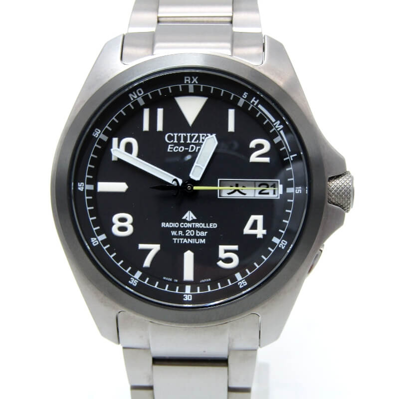 【中古】美品 CITIZEN シチズン PROMASTER PMD56-2952 エコドライブ プロマスター ランド H100-S074304 電波ソーラー ブラック 黒 チタン フィールドウォッチ クオーツ 腕時計 28012433（楽天・CLASSIC）