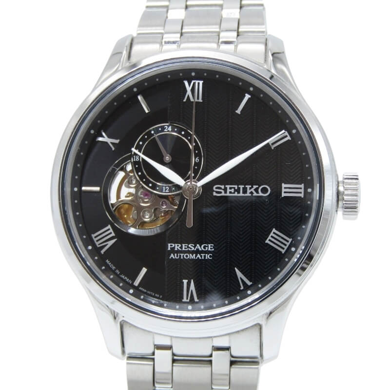 Kinetic Auto Relay - 【中古】SEIKO セイコー PRESAGE SARY093 自動巻き 4R39-00W0 プレザージュ Japanese Garden SS 日本庭園 砂紋 ブラック 黒 オープンハート 腕時計 28012437