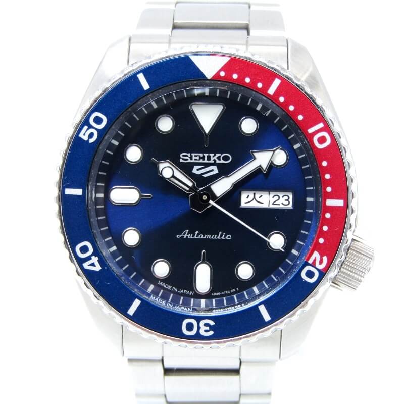 Kinetic Auto Relay - 【中古】SEIKO セイコー 5 Sports SBSA003 自動巻き 4R35-07G0 5スポーツ SKX SS 42mm アナログ ブルー レッド 腕時計 28012438