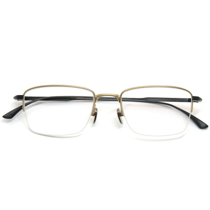 Rakuten - 【中古】未使用 MASUNAGA since 1905 マスナガ 増永眼鏡 メガネフレーム MIES 日本製 ミース スクエア ハーフリム #51 Gold/Blackナイロール メタル メガネ 眼鏡 サングラス 61005346