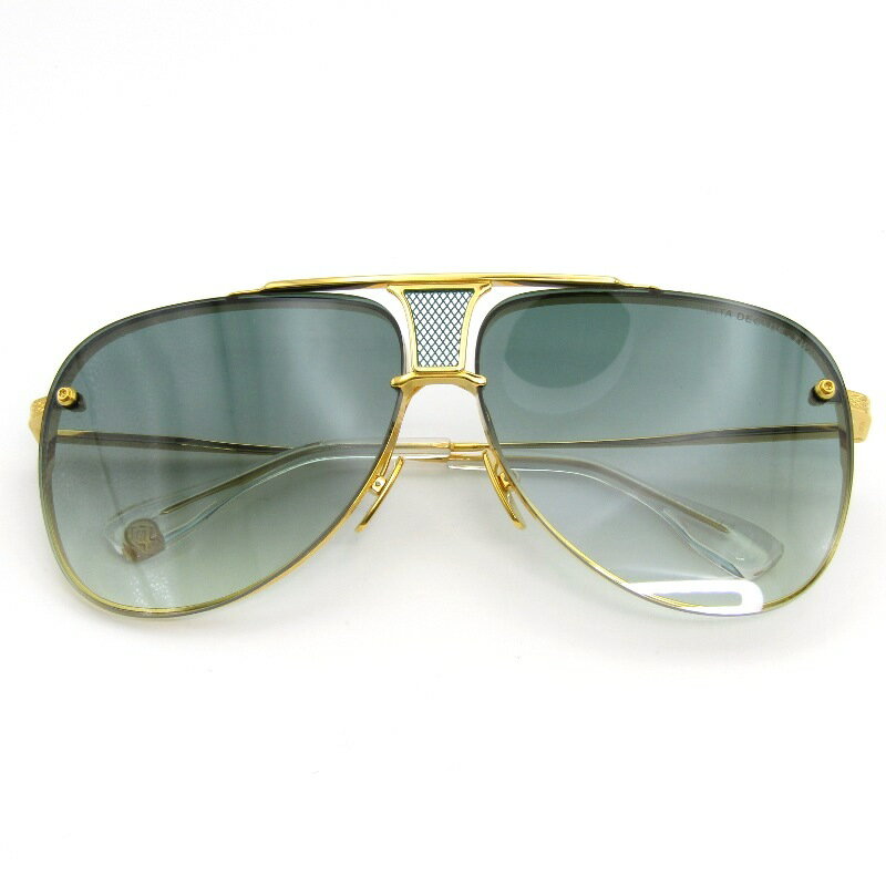 【中古】未使用 DITA ディータ サングラス DECADE-TWO DRX-2082-L 日本製 ディケイド2 20周年記念 YELLOW GOLD/CRYSTAL CLEARティアドロップ ワンポイント ツーブリッジ Green メタル メガネ 眼鏡 サングラス 54000835