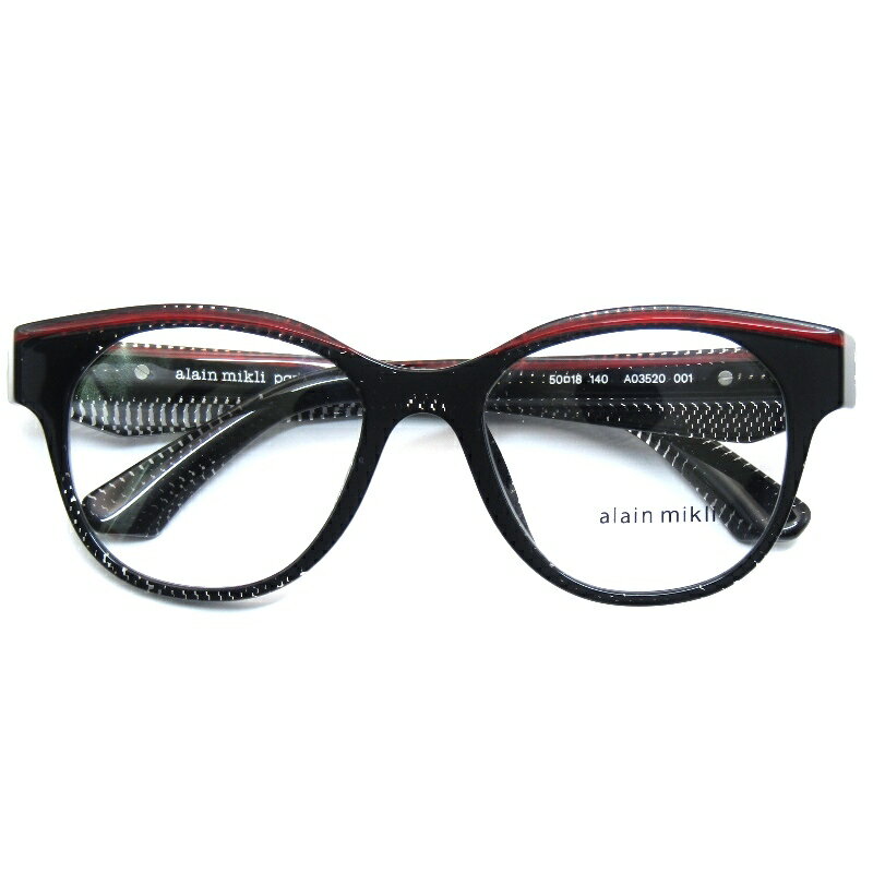 Rakuten - 【中古】未使用 alain mikli アランミクリ メガネフレーム A03520 イタリア製 001 Pointillee black/rouge nacreeボストン/ウェリントン ばね丁番 USフィット メガネ 眼鏡 サングラス 61005418