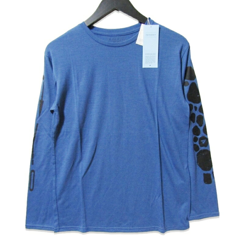 乐天商城 - 【中古】未使用 PaperSky ペーパースカイ Merino Multi LS T-shirt PS231317 長袖Tシャツ メリノマルチ グラフィックプリント Blue Mウール ポリエステルメンズ 27113529