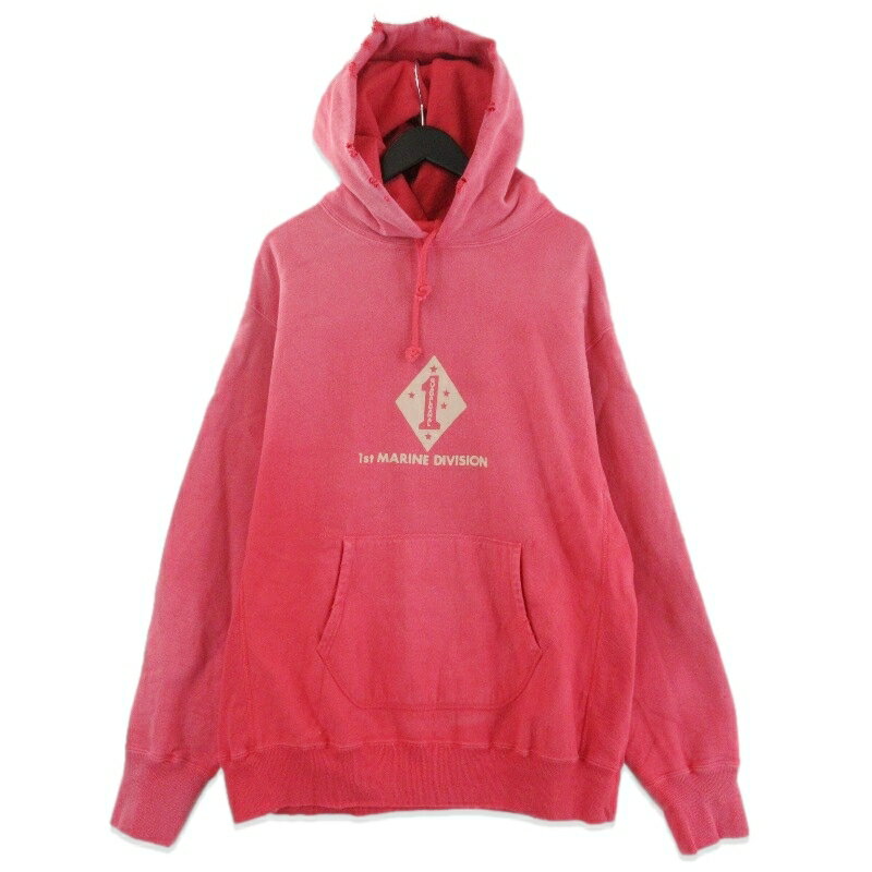 Rakuten - 【中古】BOWWOW バウワウ プルオーバーパーカー 1ST MARINE DIVISION HOODIE AGEING BW242-1MHA エイジド加工 コットン レッド XL日本製メンズ 71015618