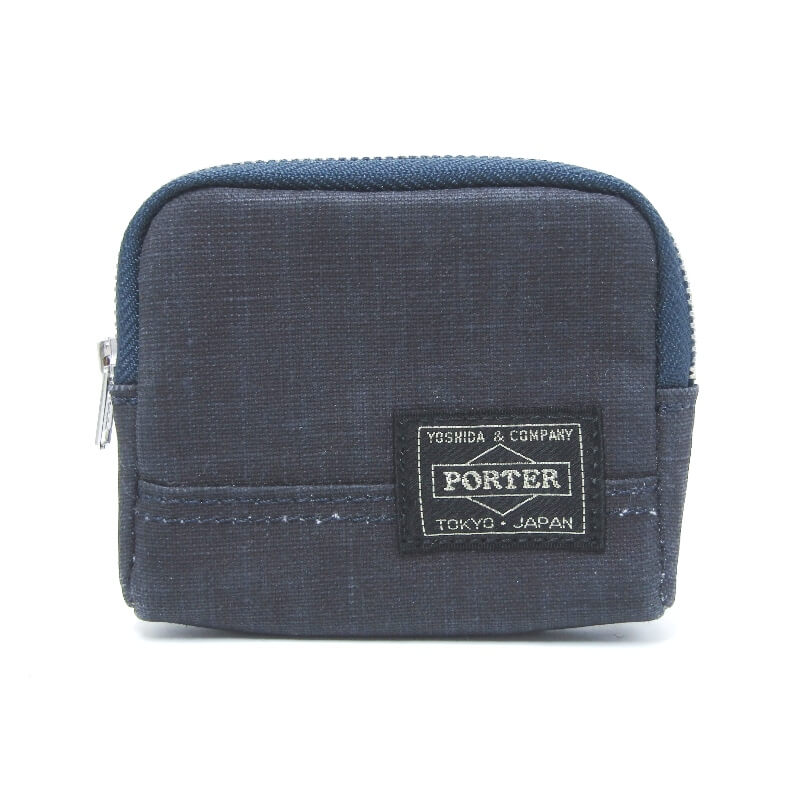 PORTER - 【中古】PORTER ポーター コインケース 636-06835 DUCK バルキーコットンダック 小銭入れ COIN CASE ネイビー レザー 28012461