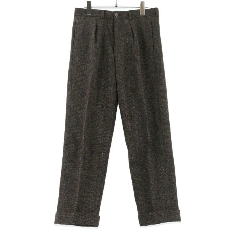 Rakuten - 【中古】SOUTHWICK サウスウィック タック IVY トラウザーズ HARRIS TWEED ツイード 裾ダブル ウール USA製 ブラウン 31 メンズ 99000861