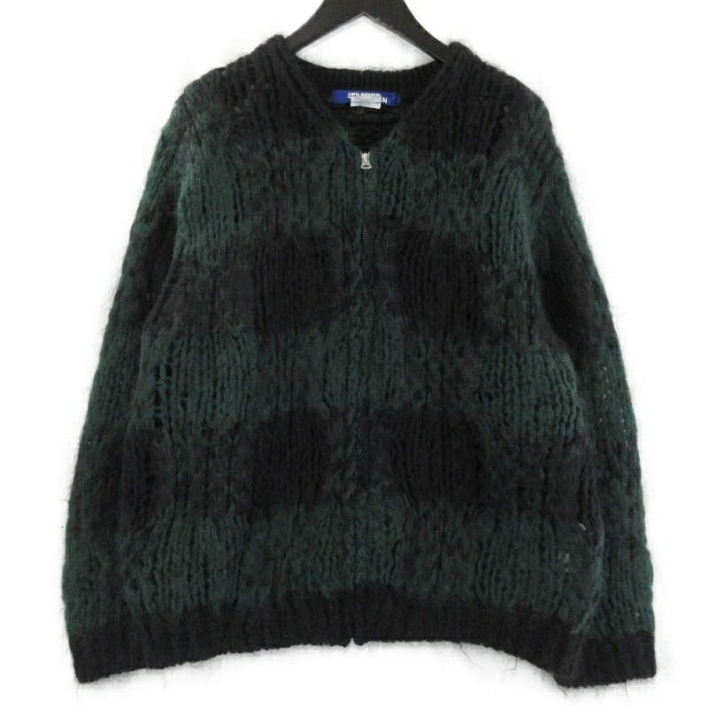 樂天商城 - 【中古】JUNYA WATANABE MAN ジュンヤワタナベマン モヘヤジップカーディガン WH-N010 AD2021 チェック ブラック/グリーン Mメンズ 71015644