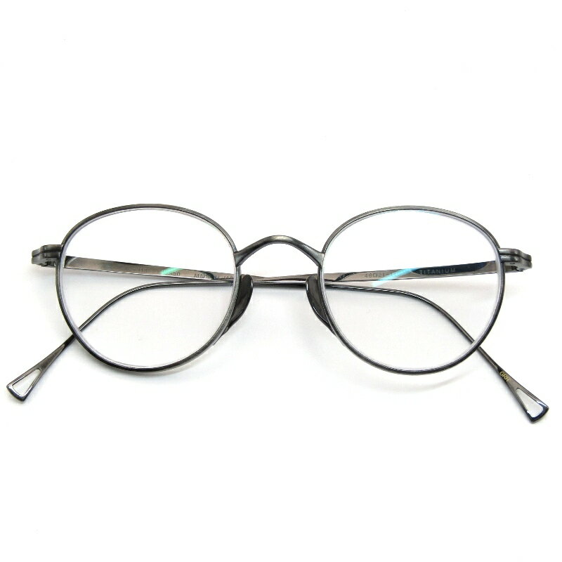 Glasses - 【中古】Kame ManNen カメマンネン メガネフレーム KMN-113 46 度入り 日本製 ボストン スプラウトパット GRH グラファイトメタル メガネ 眼鏡 サングラス 61005479