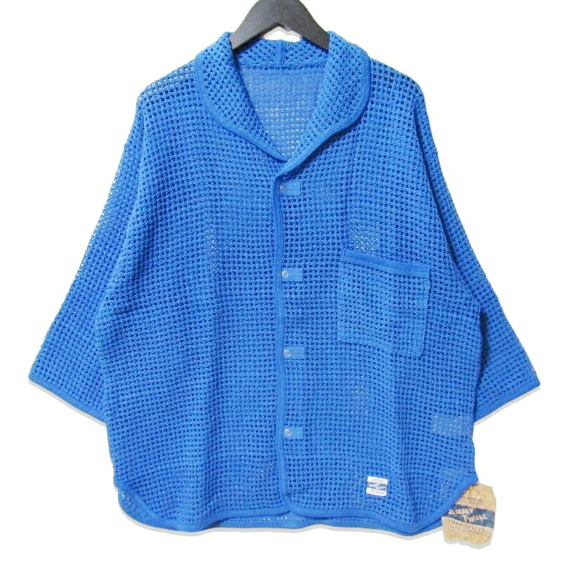 Rakuten - 【中古】未使用 ARMY TWILL アーミーツイル Cotton Mesh Shirt AM-2513006 コットンメッシュシャツ オープンカラー 七分袖 BLUE Mメンズ 27113629