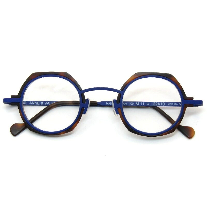 Glasses - 【中古】美品 ANNE ET VALENTIN アンバレンタイン メガネフレーム M.11 日本製 ラウンド/オクタゴン 八角形 22A10 パープル/デミマットコンビ メタル メガネ 眼鏡 サングラス 61005492