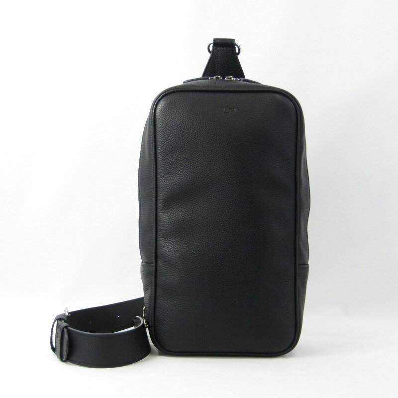 【中古】美品 MASUDA マスダ ボディバッグ MONO FB モノ 型押し牛シュリンク革 日本製 ブラック 黒 バッグ 鞄 47000098