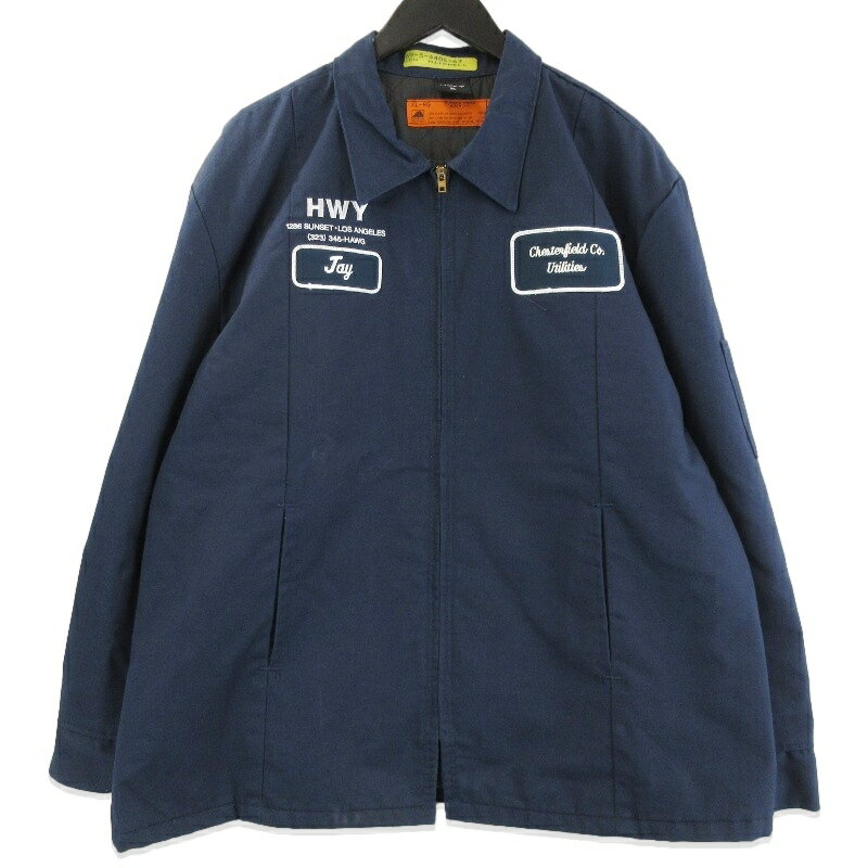 Rakuten - 【中古】HWY × US アス ワークジャケット キルティングライナー エイチダブリューワイ リメイク古着 ジップアップ ネイビー XLポリエステル ナイロンメンズ 71015672