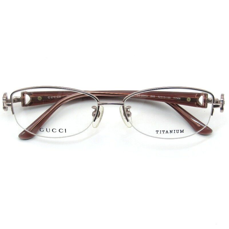 Other - 【中古】未使用 GUCCI グッチ メガネフレーム GG-8544J 日本製 フォックス 多角形 ホースビット B3B シルバー/ブラウン/ピンクハーフリム ナイロール コンビ オールド メタル メガネ 眼鏡 サングラス 61005518