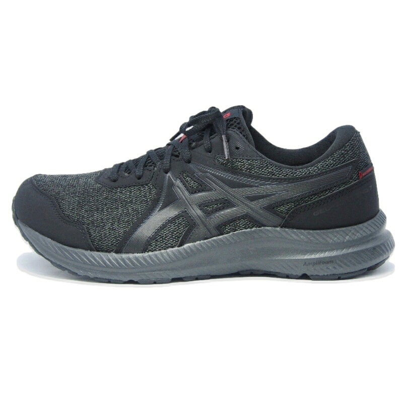 【中古】美品 asics アシックス 25.5cm GEL CONTEND 7 WP 1011B333 ゲルコンテンド7 ウォータープルーフ ランニングシューズ BLACK EXTRA WIDE 防水 スニーカー 18002074