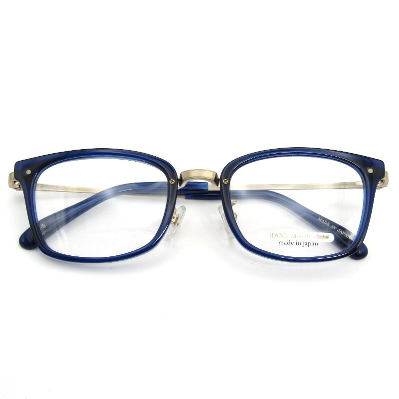 Glasses - 【中古】未使用 NOVA HAND MADE ITEM ノヴァ ハンドメイドアイテム メガネフレーム H-5024 C-5 ブルー/アンティークゴールドマット日本製 スクエア コンビ リムウェイ構造 メガネ 眼鏡 サングラス 54000949