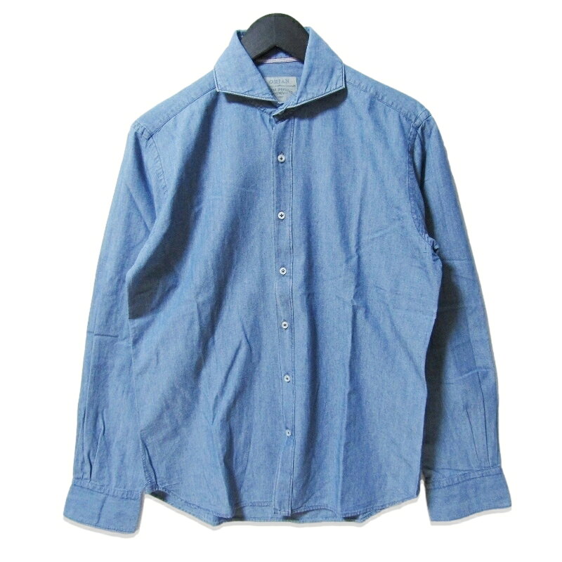 Rakuten - 【中古】ORIAN オリアン 長袖シャツ DENIM DIVISION SLIM FIT 背ダーツ ワイドカラー ホリゾンタル イタリア製 ブルー Mメンズ 27113726