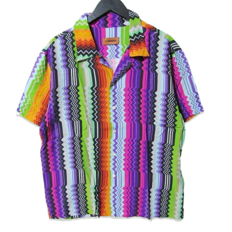 乐天商城 - 【中古】美品 MISSONI ミッソーニ 半袖シャツ US23SJ0R.BW00M1 S505W オープンカラー 開襟 総柄 MULTICOLOR Sメンズ 27113748