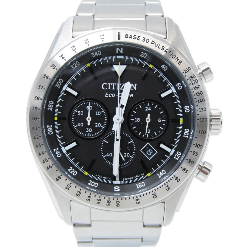 美品 CITIZEN シチズン コレクション CA4600-89E エコドライブ クロノグラフ B620-007RP01 メンズ 43mm SS Rescue ブラック 黒 クオーツ 腕時計 28012626