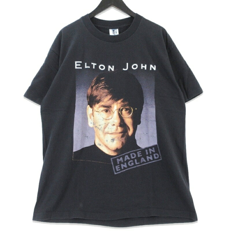 Rakuten - 【中古】ヴィンテージ Tシャツ エルトンジョン ELTON JOHN Made In England For The USA 半袖Tシャツ 90s GEMボディ ブラック 黒 XL USA製 シングルステッチ メンズ 99000965