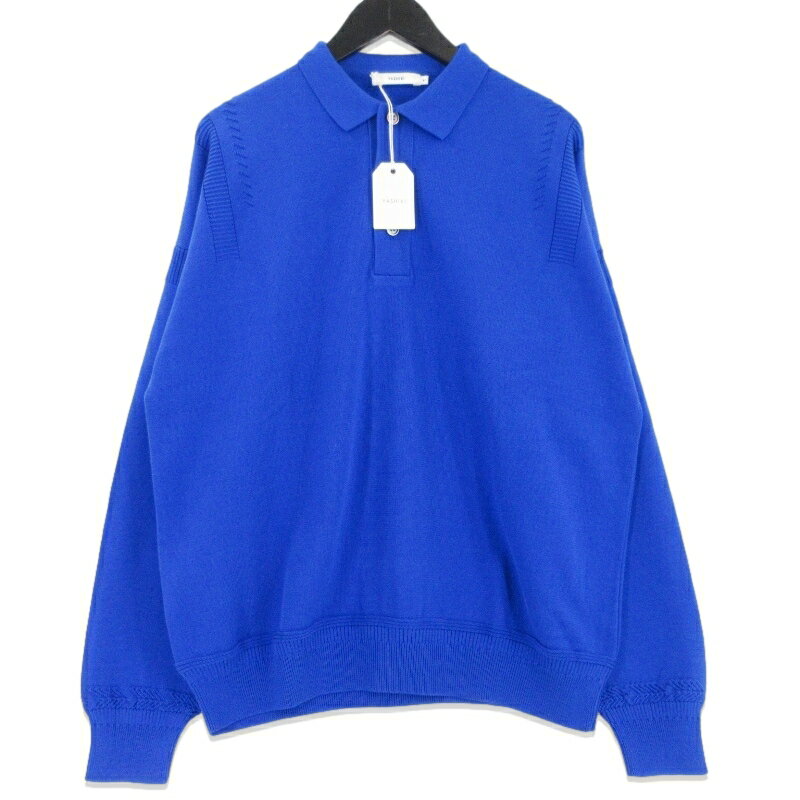 Rakuten - 【中古】未使用 YASHIKI ヤシキ Yonaga Knit Polo YSK-23AW-KN05 夜長 ニット ポロ 長袖ポロシャツ コバルトブルー 1 メンズ 99000974