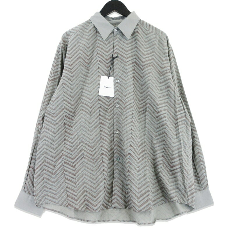 Rakuten - 【中古】未使用 nagoune ナゴウネ Cotton block print cover up shirt NG-26SS-SH01 長袖シャツ 総柄 グレー M メンズ 99000975