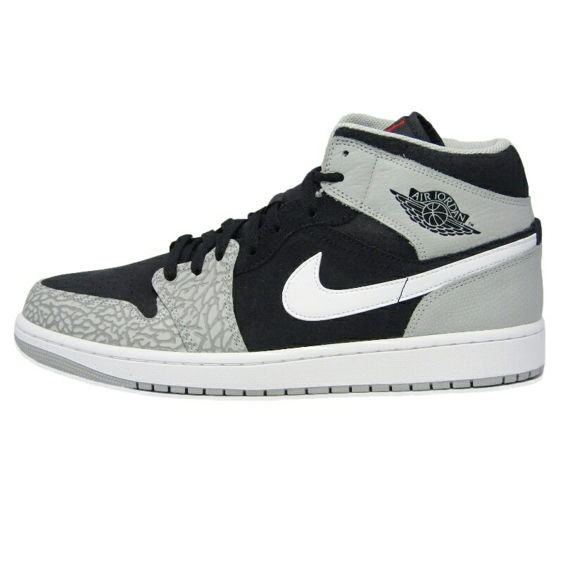 未使用 NIKE ナイキ 30cm AIR JORDAN 1 MID SE ELEPHANT TOE DM1200-016 2021年製 エアジョーダン1 ミッドカット 黒 シーズナルエディション エレファント BLACK/UNIVERSITY RED-WHITE スニーカー 18002108