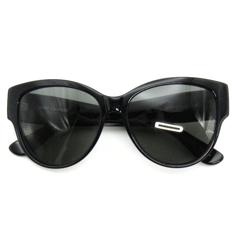 乐天商城 - 【中古】未使用 SAINT LAURENT PARIS サンローラン サングラス SL M3 イタリア製 ボストン キャットアイ YSLロゴ 002 ブラックUSフィット グレー メガネ 眼鏡 サングラス 54001010