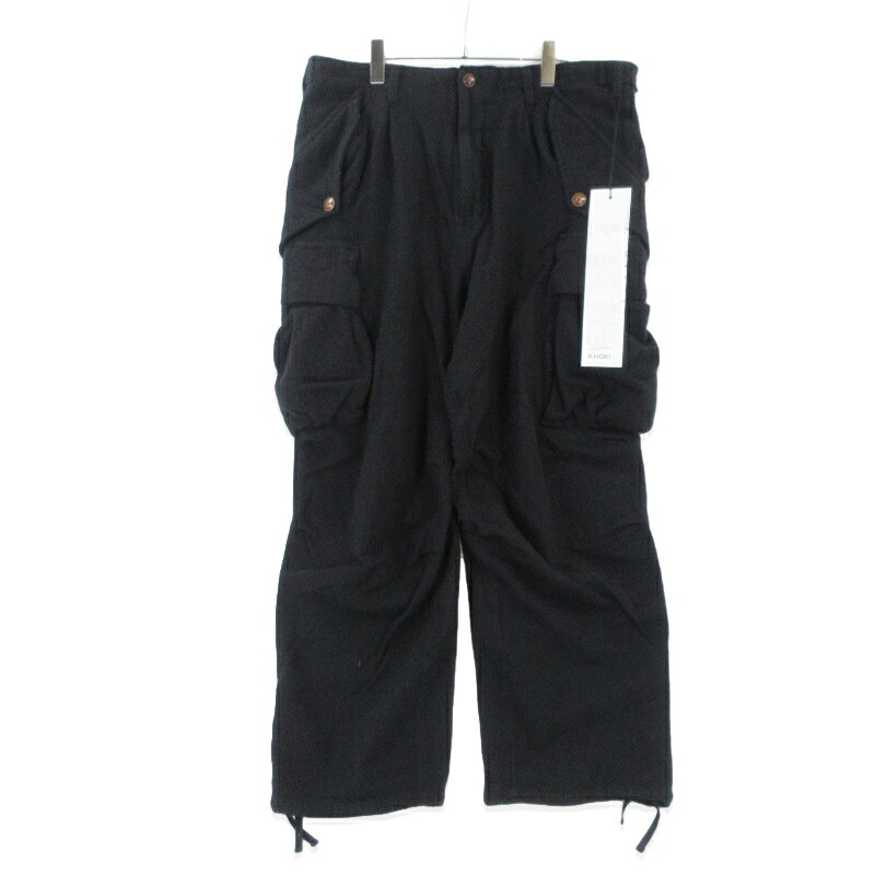 Rakuten - 【中古】未使用 KHOKI コッキ Military-detail wool pants 25fw-p-06 ウール ミリタリーパンツ カーゴパンツ ブラック 黒 2 メンズ 99000997