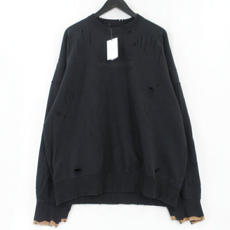 Rakuten - 【中古】stein シュタイン 23AW Oversized Rebuild Sweat LS ST.682 IMPROVEMENT ダメージ加工 スウェット ブリーチ ブラック 黒 M クラッシュ オーバーサイズ メンズ 99001003
