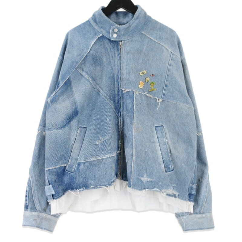 Rakuten - 【中古】ANCELLM アンセルム DENIM PATCHWORK BLOUSON ANC-JK08-EX02 再構築 パッチワーク ヴィンテージ加工 ブルー 表記無し デニムジャケット メンズ 99001007