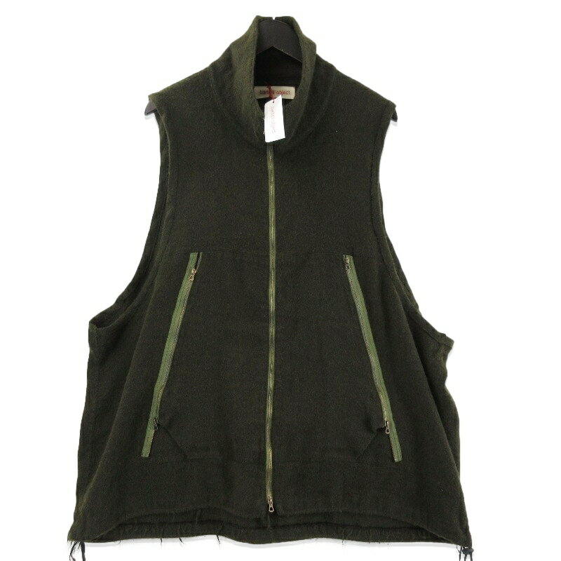 Rakuten - 【中古】未使用 barbell object バーベルオブジェクト lower vest bo-05j05 フラワーベスト カシミヤ混 ハイネック moss オリーブ 1メンズ 71015876