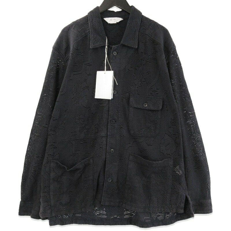 Rakuten - 【中古】未使用 ANCELLM アンセルム AGING LACE WORK SHIRT ANC-SH81-B エイジングレースワークシャツ 長袖シャツ ブラック 黒 2メンズ 71015885